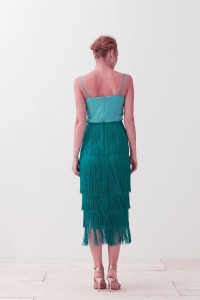 falda de flecos verde pavo para invitadas boda fiesta coctel online