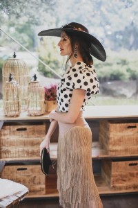 falda de flecos camel