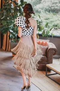 falda de flecos camel