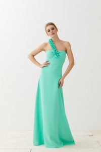 Vestido largo aguamarina escote corazón Alexis