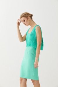 Vestido Corto Aguamarina  Flecos Elissa