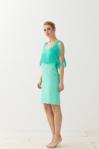 Vestido Corto Aguamarina  Flecos Elissa