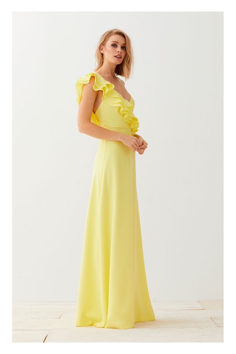 Vestido Largo Amarillo con Volantes Sophie