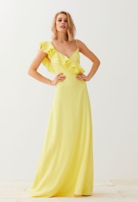 Vestido Largo Amarillo con Volantes Sophie