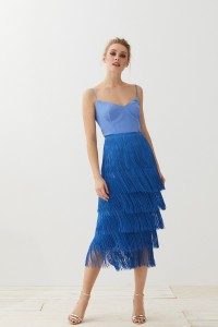 falda de flecos azul elina