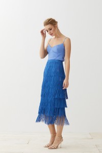 falda de flecos azul elina