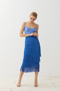falda de flecos azul elina