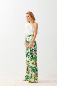 pantalon palazzo estampado flores verde alexander