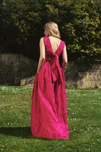 Top brocado flores buganvilla con lazada espalda