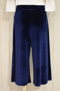 pantalon culote terciopelo azul con pajaros bordados