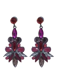 Pendientes piedras facetadas rosas y rojas brillantes para fiesta