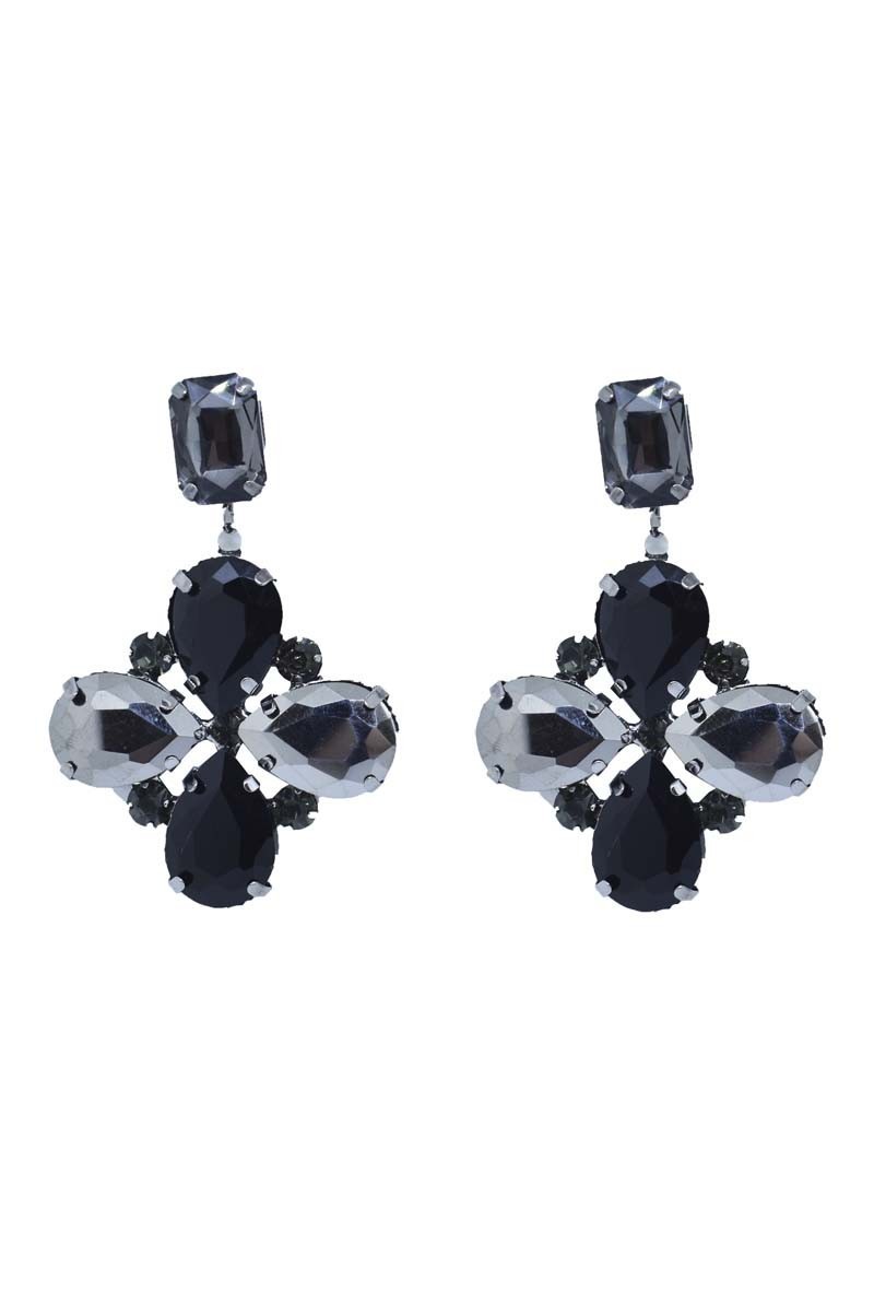 Pendientes Piedras Facetadas Negro y Gris