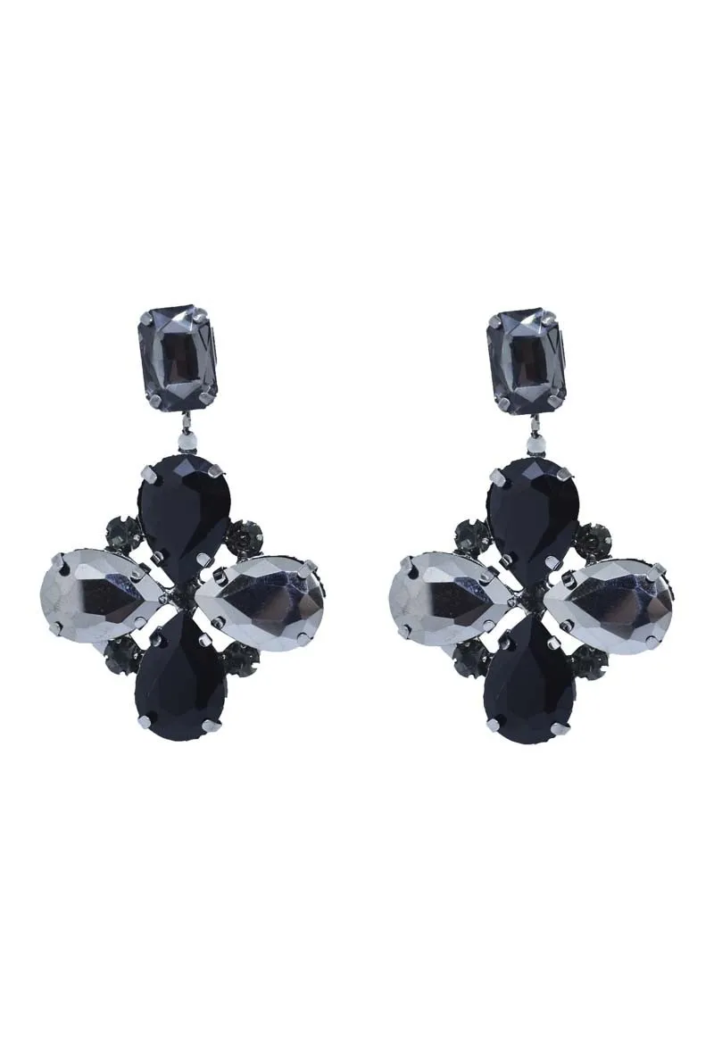Pendientes Piedras Facetadas Negro y Gris
