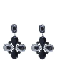 Pendientes piedras facetadas gris y negro brillante con cierre a