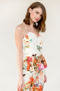 mono largo pitillo crepe saten estampado flores