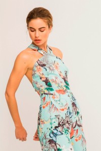 mono largo estampado maripollas cuello halter