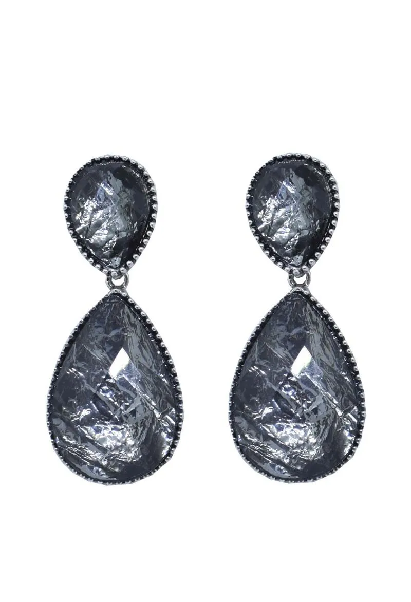 Pendientes Lágrimas Negros Plata