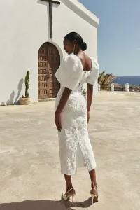 conjunto falda y top manga campana tul bordado de flores