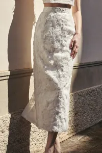 conjunto falda y top corto tul bordado de flores