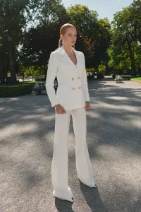 Chaqueta americana jacquard brocado blanca novia
