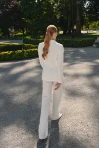 Chaqueta americana jacquard brocado blanca novia
