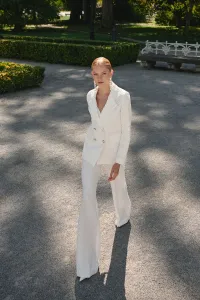 Chaqueta americana jacquard brocado blanca novia