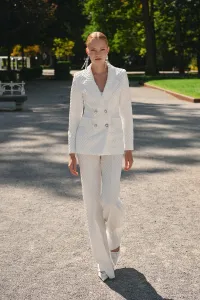 Chaqueta americana jacquard brocado blanca novia