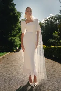 Falda midi blanca de plumas Corolla