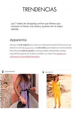 apparentia aparece como web online destacada para ropa invitadas de boda en revista trendencias