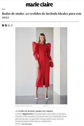 Bodas de otoño: 20 vestidos de invitada ideales para este 2023. Vestido rojo brocado Salla de Apparentia 