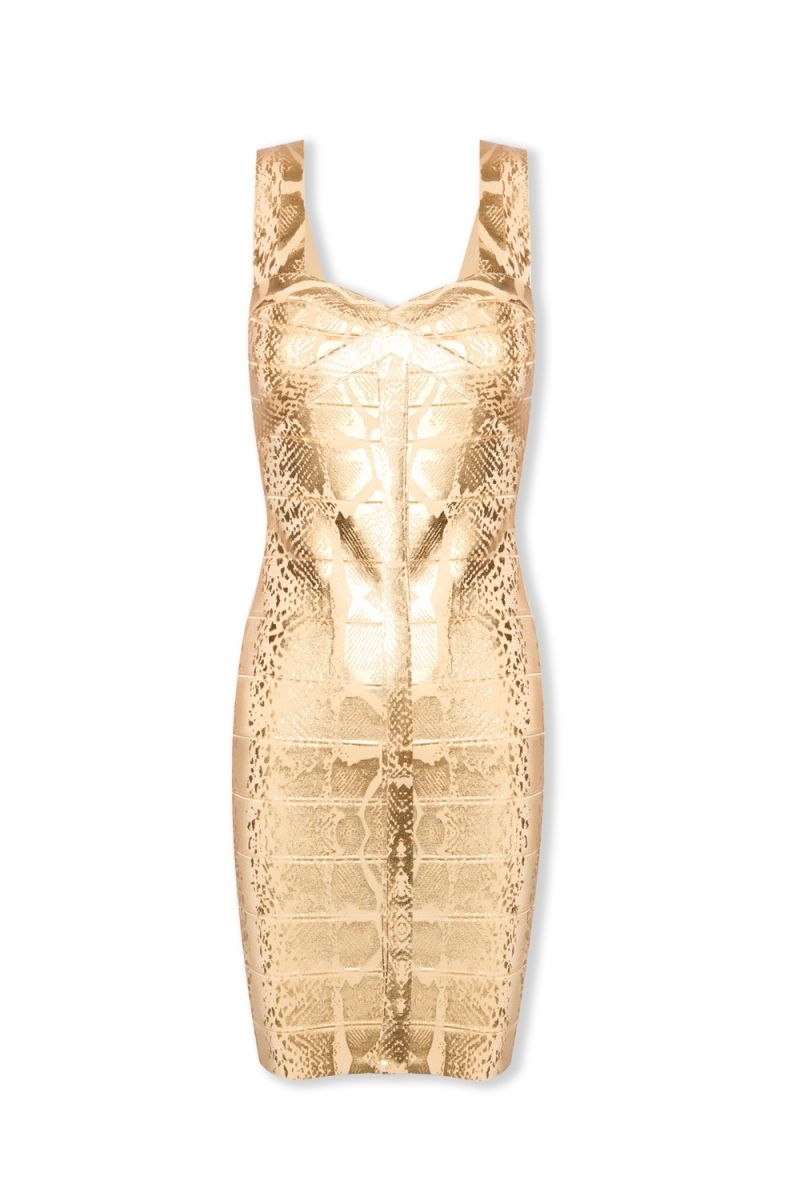 Vestido Bandaje Serpiente Dorado