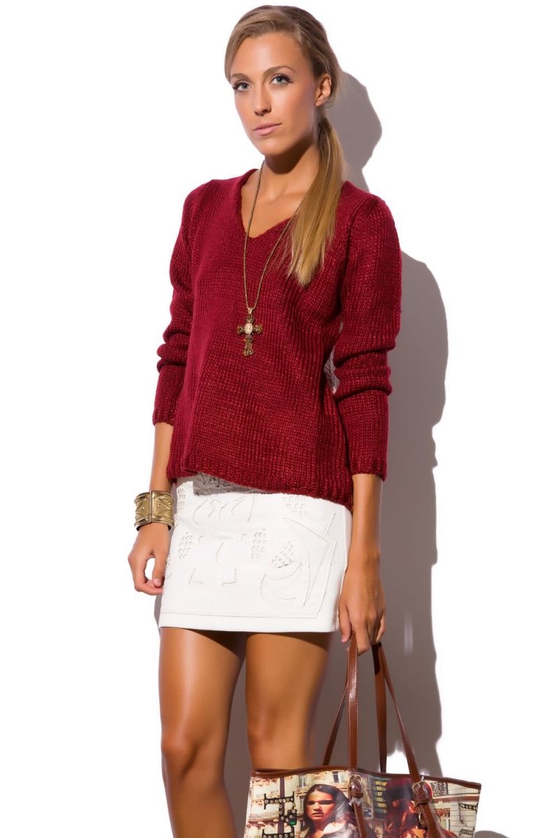 Jersey Jersey punto granate contraste espalda