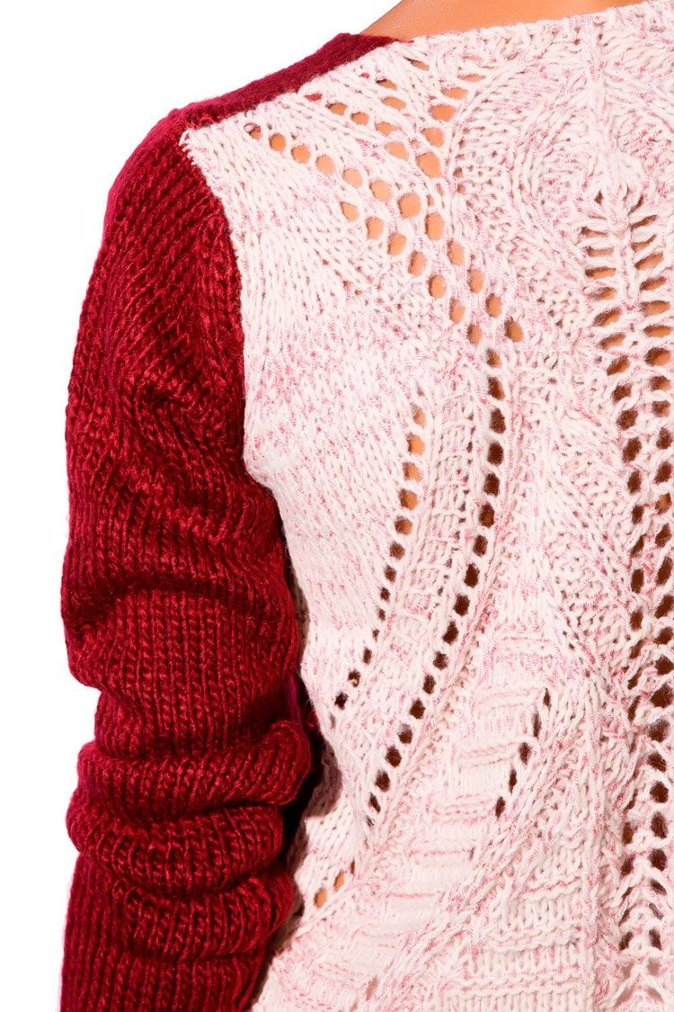 Jersey punto granate contraste espalda