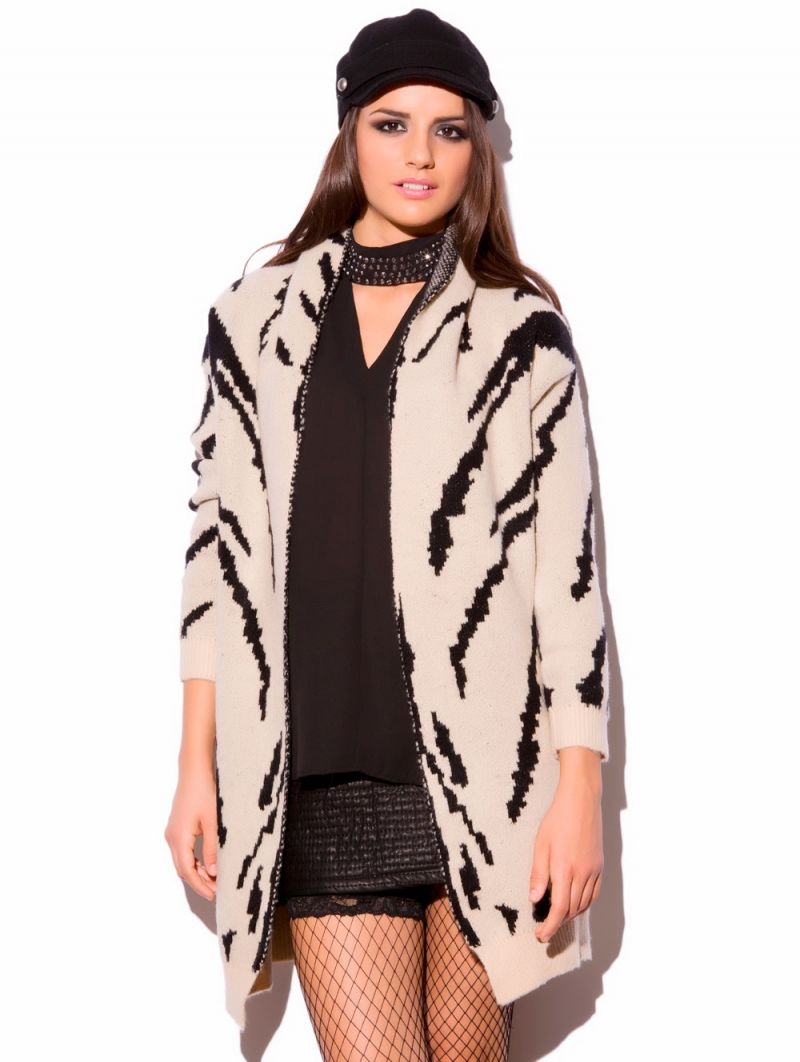 Chaqueta de Punto Estampado Cebra