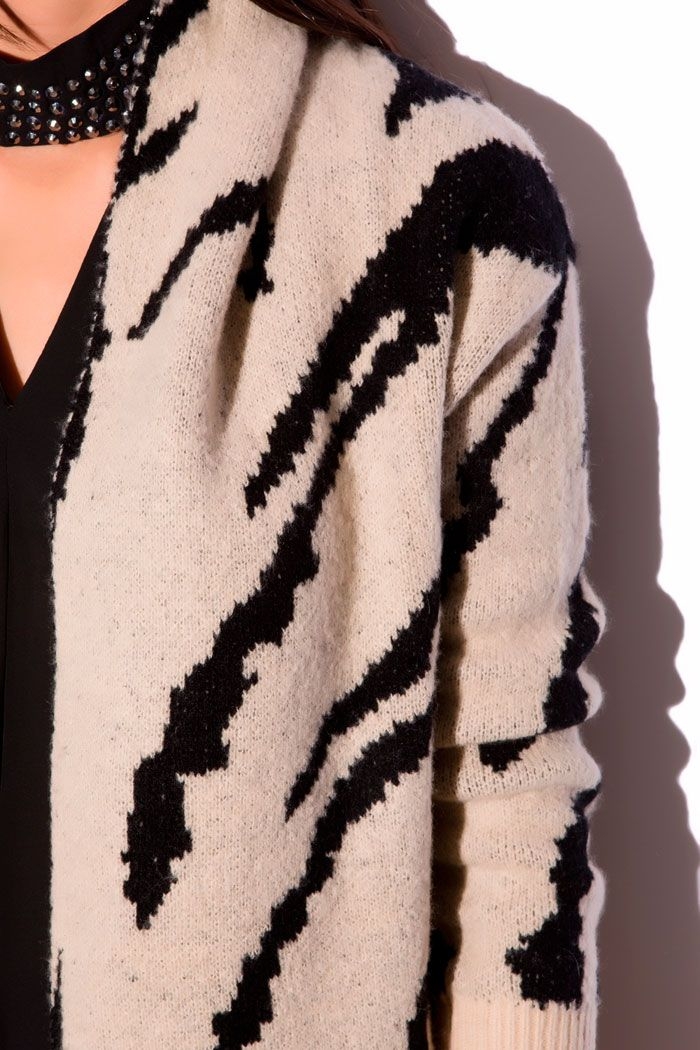 Chaqueta de Punto Estampado Cebra