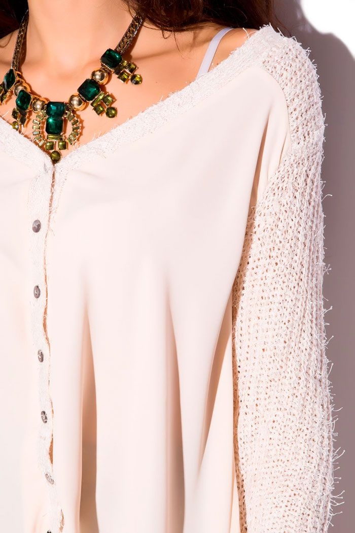 Chaqueta de punto y gasa rosa palo