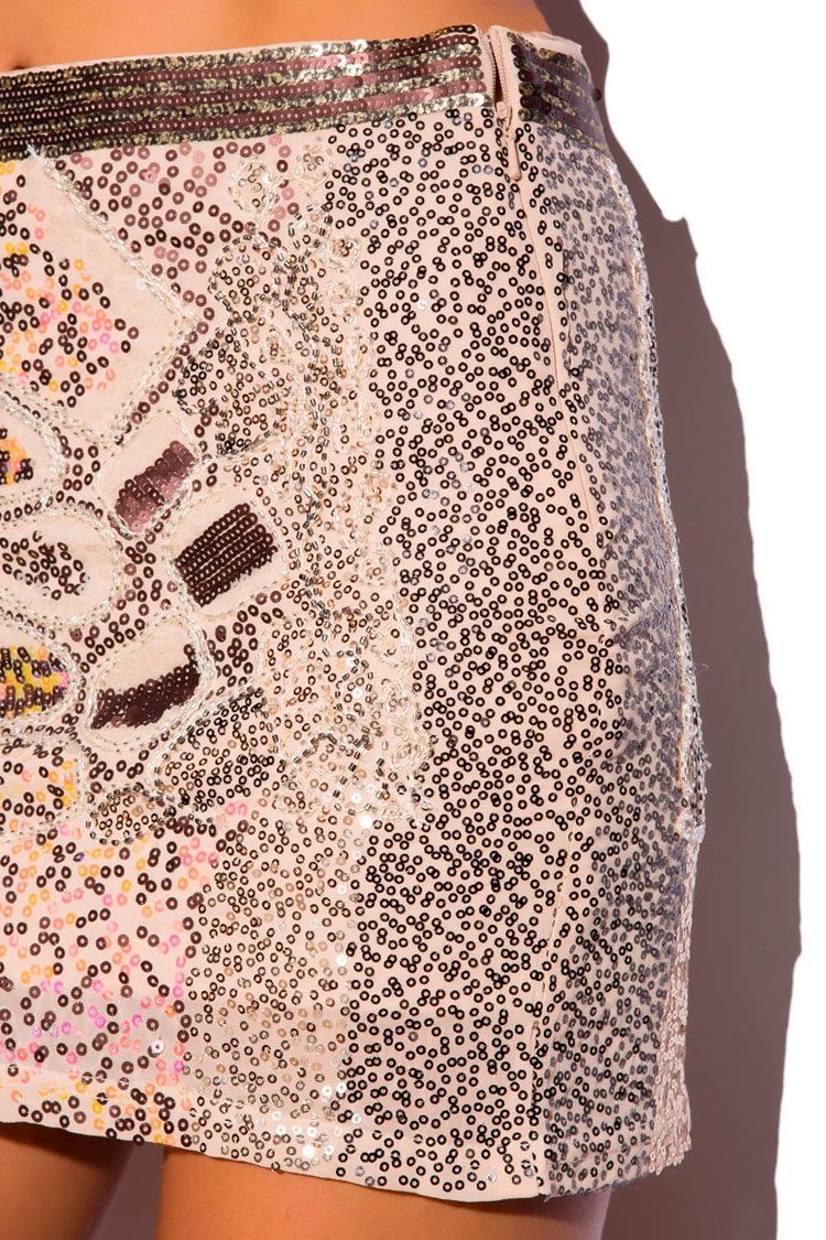 Falda Lentejuelas Beige