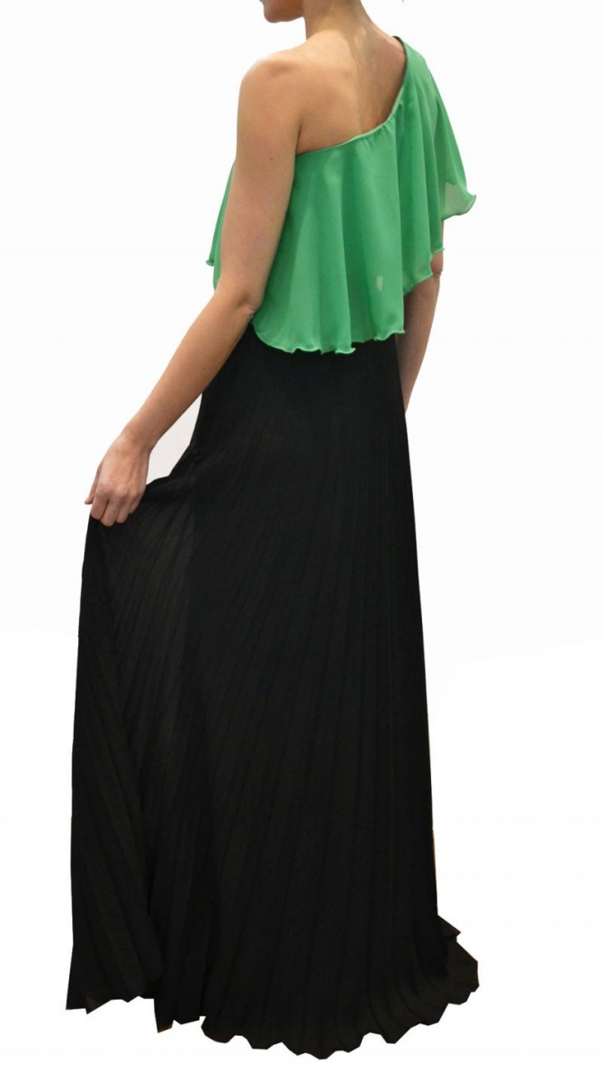 Falda larga plisada negra para fiesta y boda