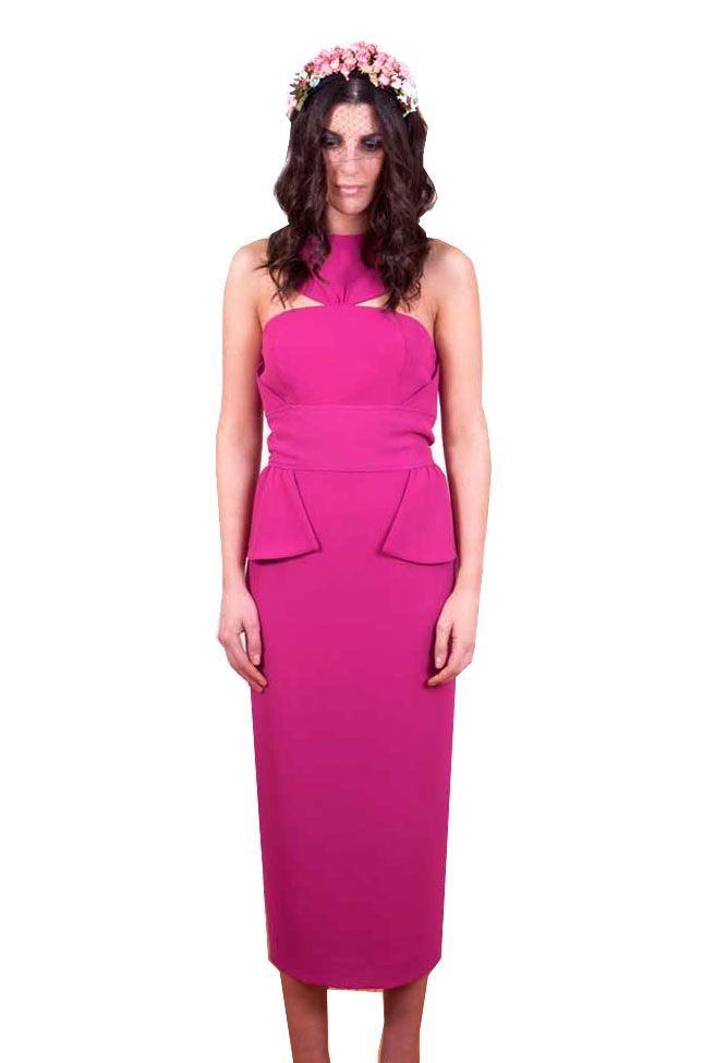 vistido largo midi fucsia de bouret
