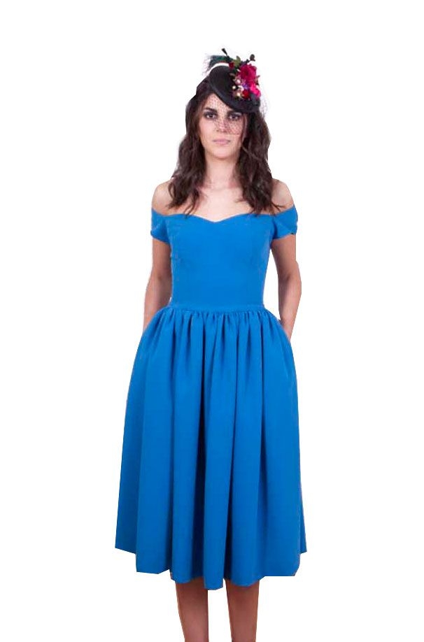 vestido invitada boda comunion inspiracion años 50 azul de bouret