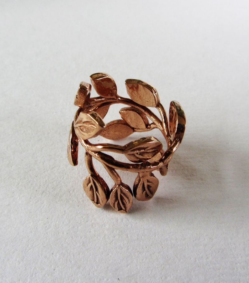 anillo maxi hojas oro rosa nucca