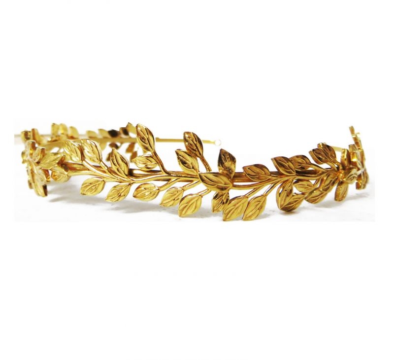 diadema corona de matl dorado de hojas de nucca online