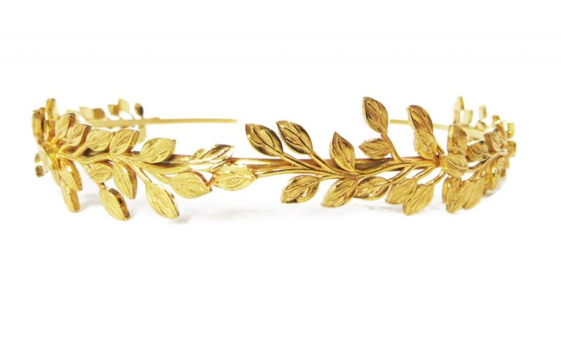 diadema de hojas de metal dorado para boda fiesta online