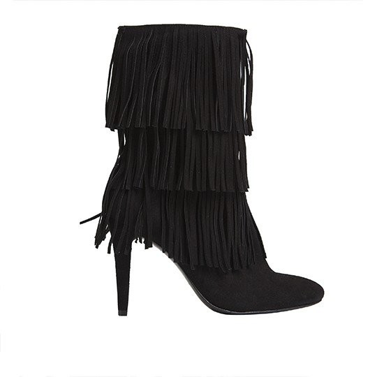comprar online botines negros de ante con flecos y tacon de mas34 en apparentia