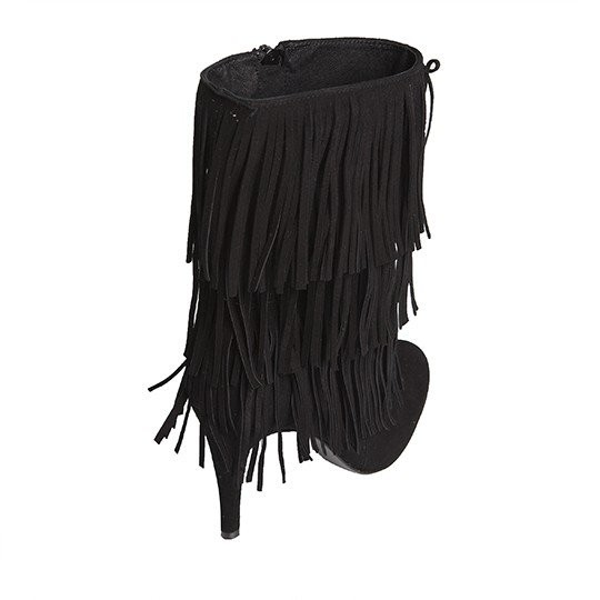 shopping botines negros de ante con flecos y tacon de mas34 en apparentia