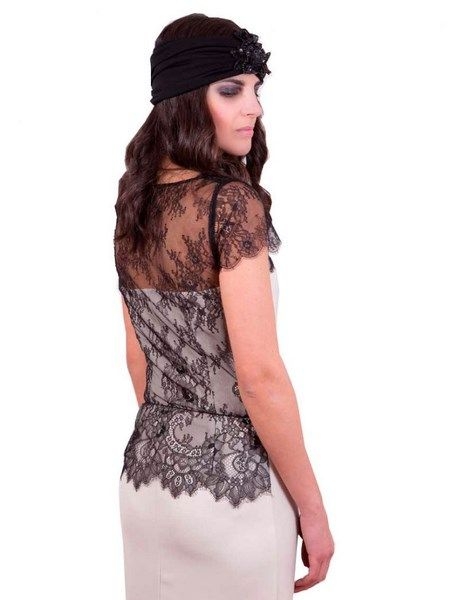 vestido largo nude y encaje negro de chantilly de bouret online boda fiesta