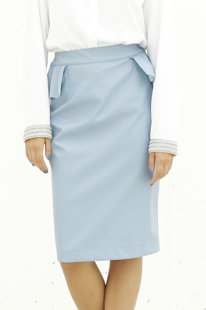 falda polipoiel azul claro entubada corte recto para boda bautizo comunion con volantes shopping