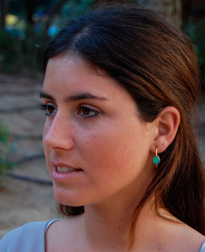 pendientes lagrima con piedra natural aguamarina de 2enespiral joyas online