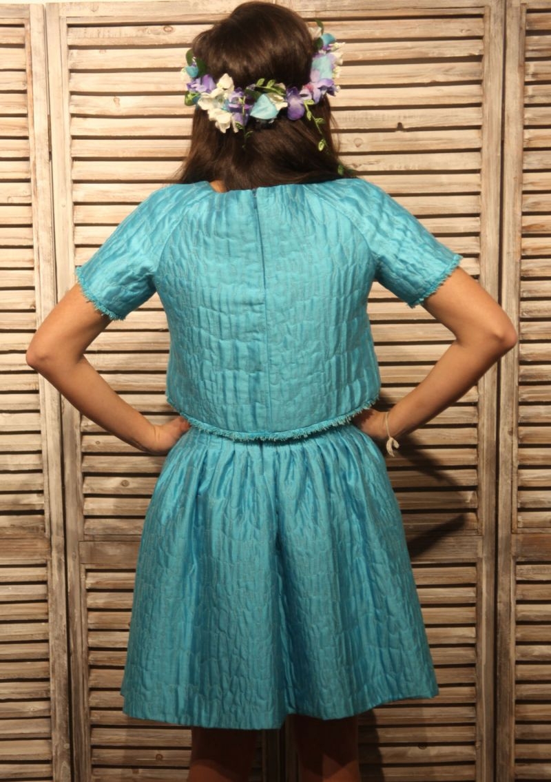 vestidos seda azul turquesa de laura caicoya comprar online