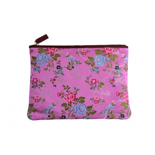 clutch rosa estampado flores bordadas carmen berdonces